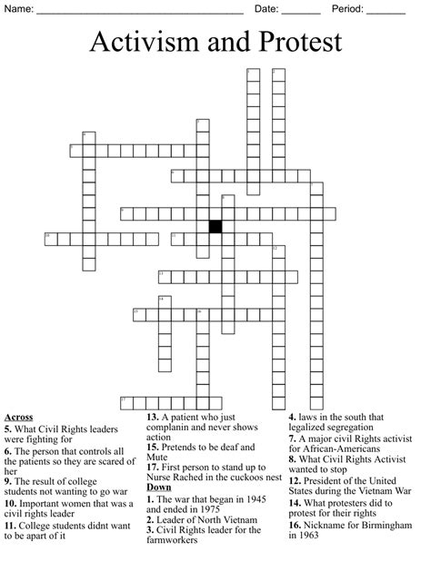 Protest prelude crossword clue - Workplace Protest Crossword Clue. Workplace Protest. Crossword Clue. The crossword clue Workplace protest with 7 letters was last seen on the May 12, 2023. We found 20 possible solutions for this clue. We think the likely answer to this clue is WALKOUT. You can easily improve your search by specifying the number of letters in the answer.